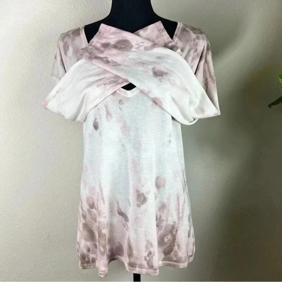 J. Jill V-Neck Deep Mauve Pale Pink Paint Splatter Long Sleeve Sweater Small - Picture 4 of 13